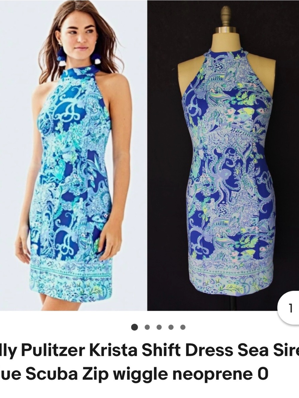Lilly Pulitzer Blue & Aqua Halter Krista Shift Dress